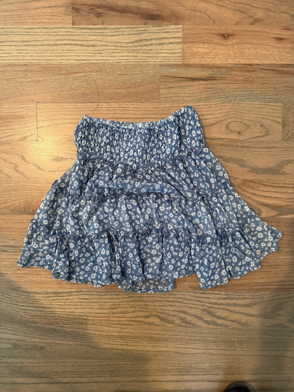 American Wagle Blue Floral Smocked Tiered Mini Skirt size XXS